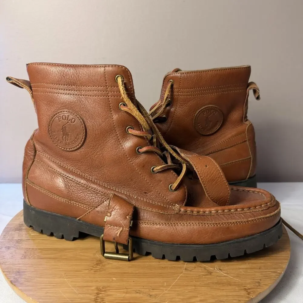 Polo Ralph Lauren Men's Size 12 Brown Leather Ranger Combat Boots
